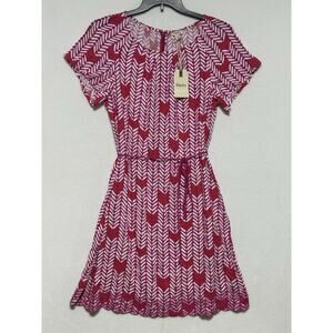 Hatley Dress Large geometric patterned Shift Dress Belted Boho Embroidery NWT